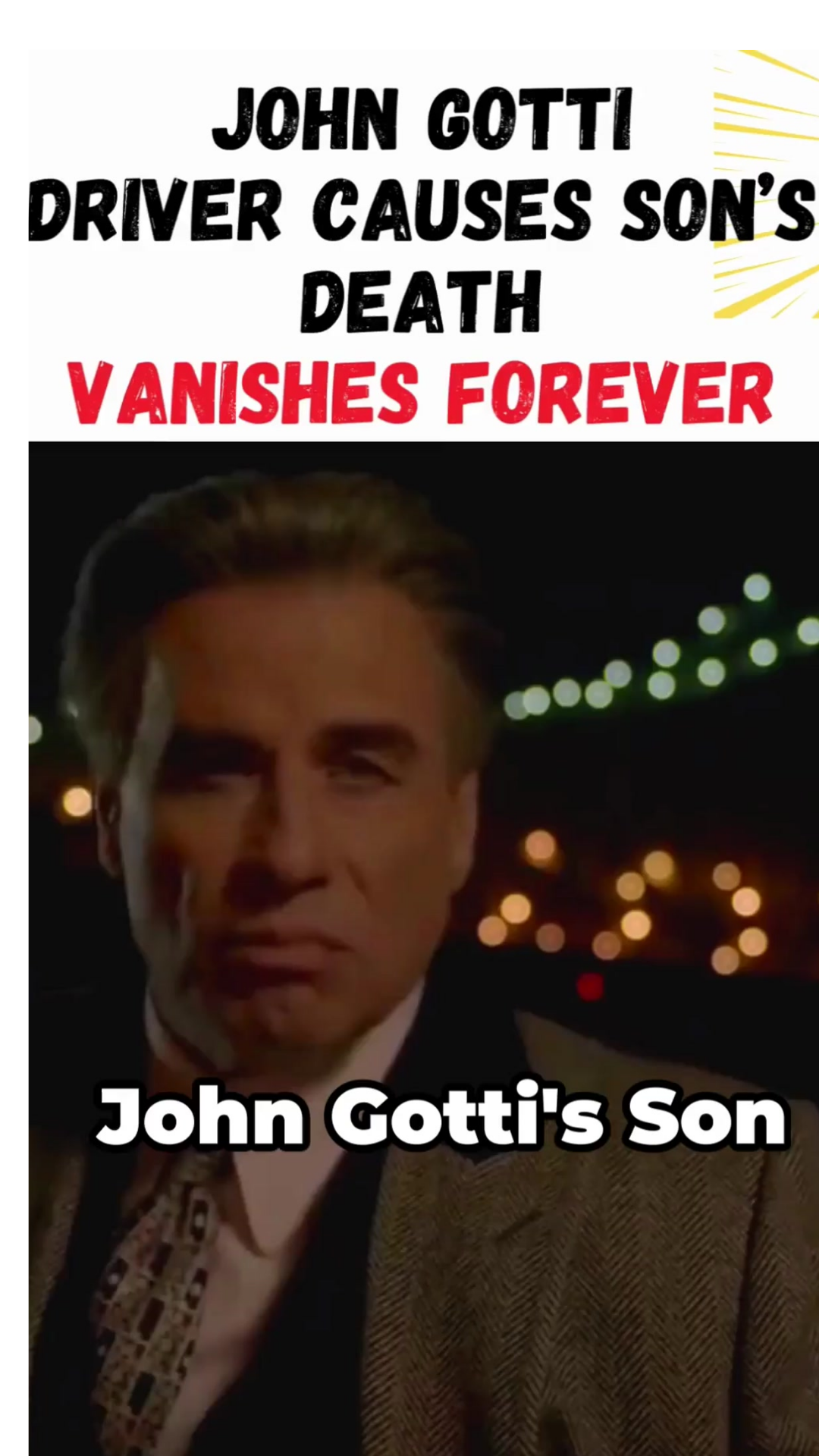 <meta name="description" content="John Gotti's Son Dies in Crash, Driver Vanishes Forever. Get the full story here.">