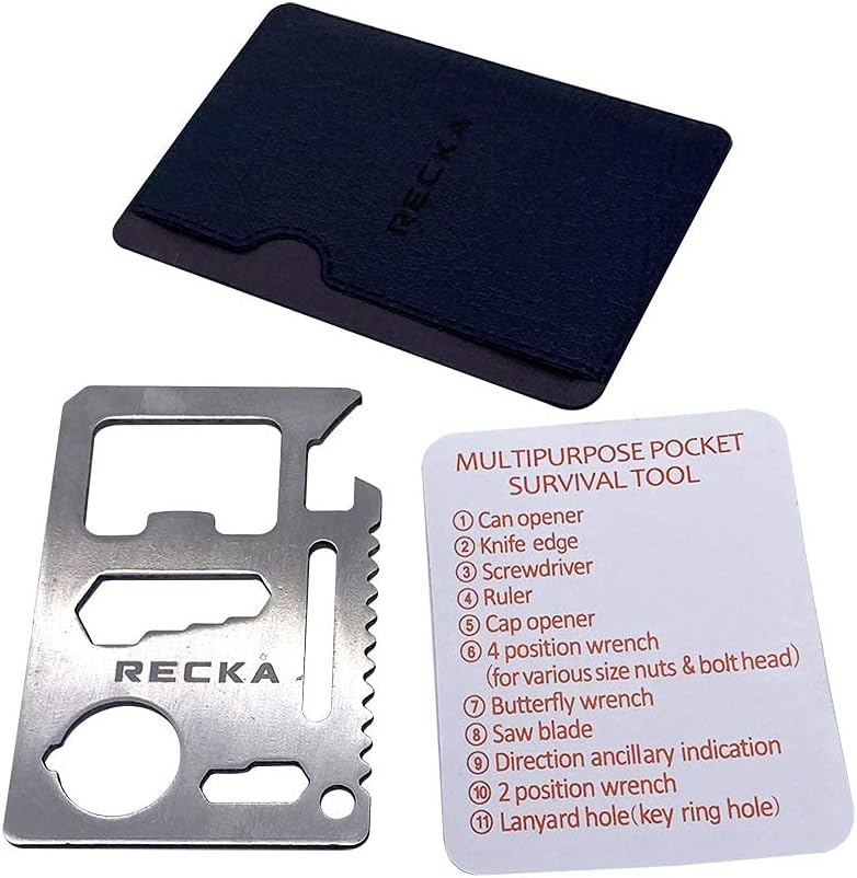 Recka Survival Tools Multi Tool – 11 in 1 Credit Card Pocket Multitool